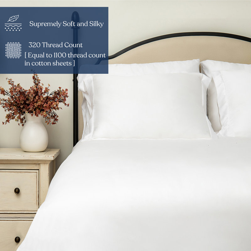 Delara 100% Eucalyptus Lyocell TENCEL™ Cooling Sheet Set – Soft, Silky & Breathable, White