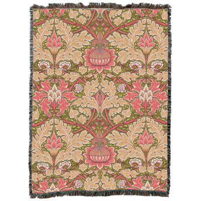 Pure Country Weavers William Morris St James Strawberry Blanket XL - Arts & Crafts - Gift Tapestry Throw Woven from Cotton - Made in The USA (82x62)