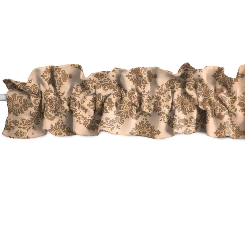 Damask Tailored Window Valance, 144" W x 9" L, Beige