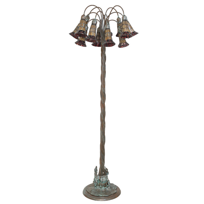 Tiffany Pond Lily Floor Lamp, Red/Amber