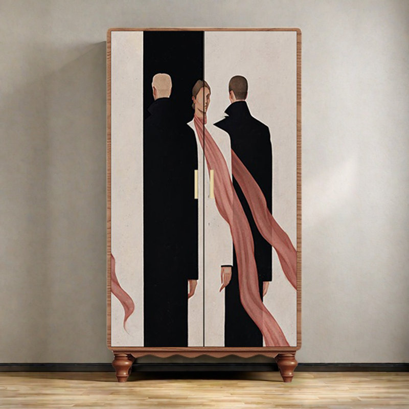 Garde-robe moderne pour chambre double, Noyer / noir