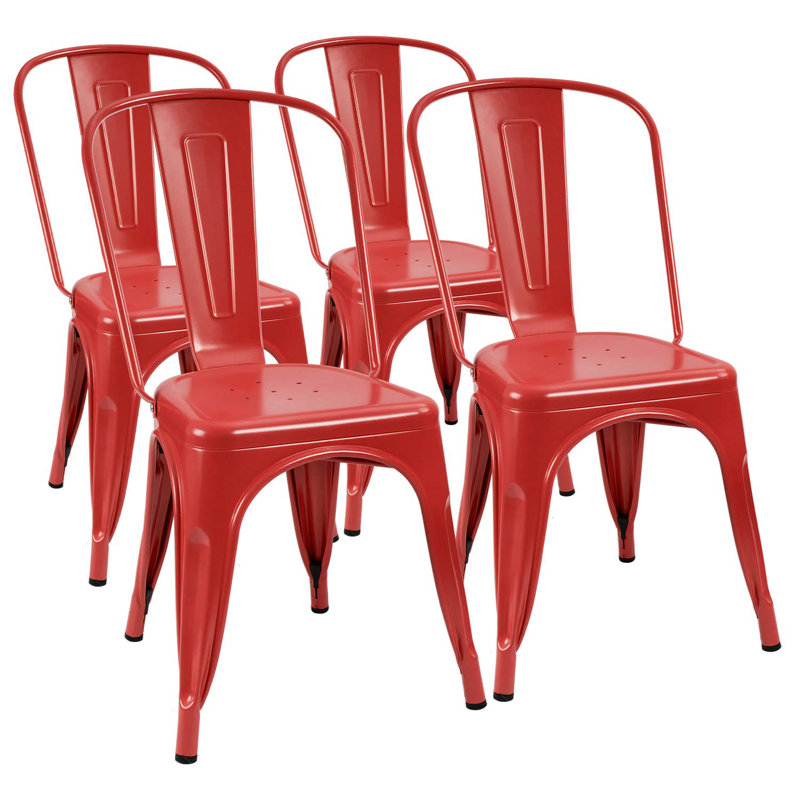 Lilian 18.1'' H Metal Stacking Side Chair, Red
