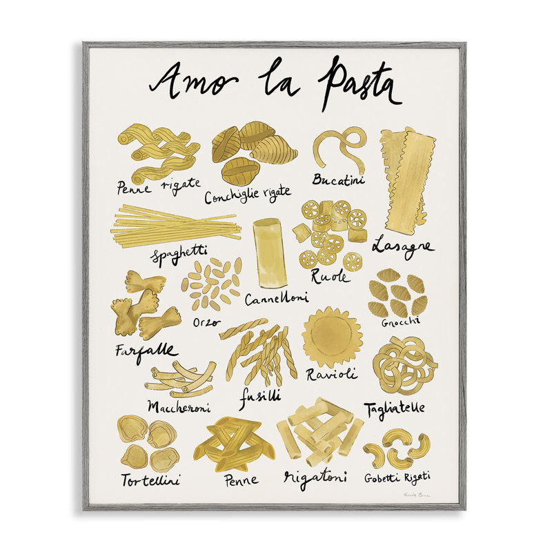 Amor La Pasta, estampe numérique encadrée par Farida Zaman, Estampe numérique Farmhouse, H 14 po x l 11 po