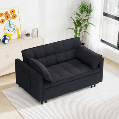 54-Inch Modular Corduroy  Sleeper Sofa, Convertible Loveseat with Pull-Out Bed, Plush Fabric Couch for Living Room