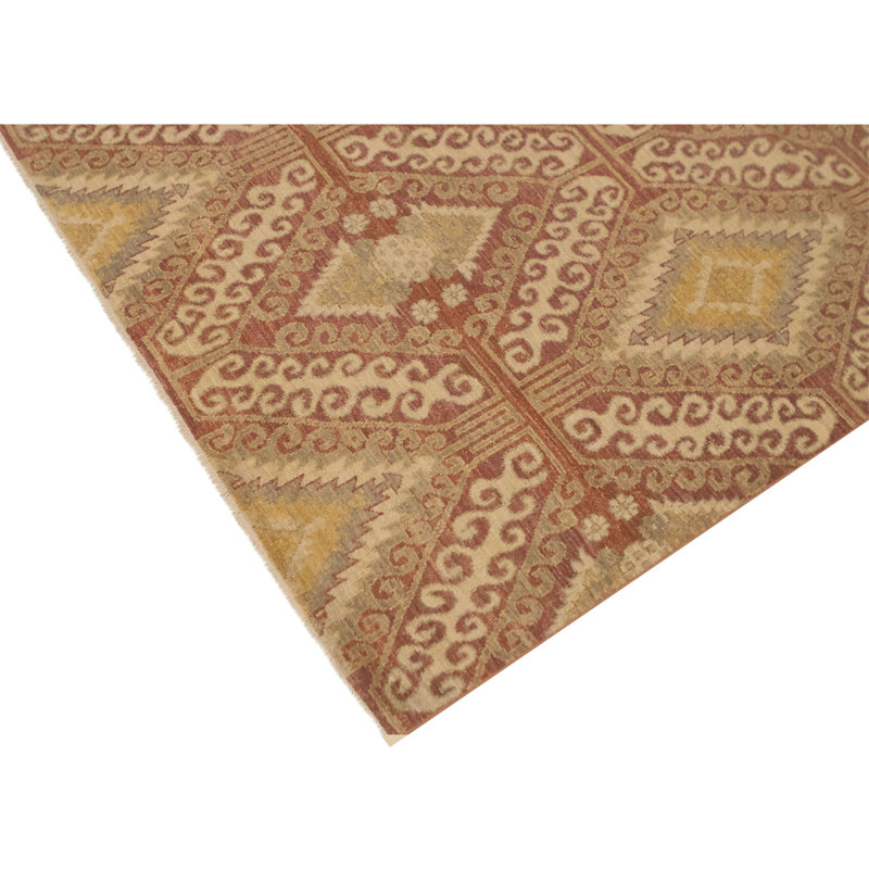 Hand Knotted Wool Area Rug in Red