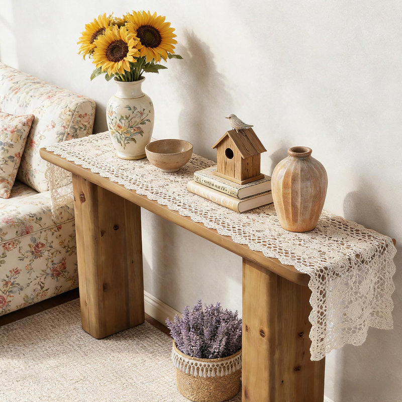 Table de bout, console et canapé uniques, Bois
