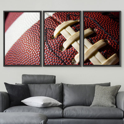 Closeup of Football Ball - 3 Piece Photographic Print Set