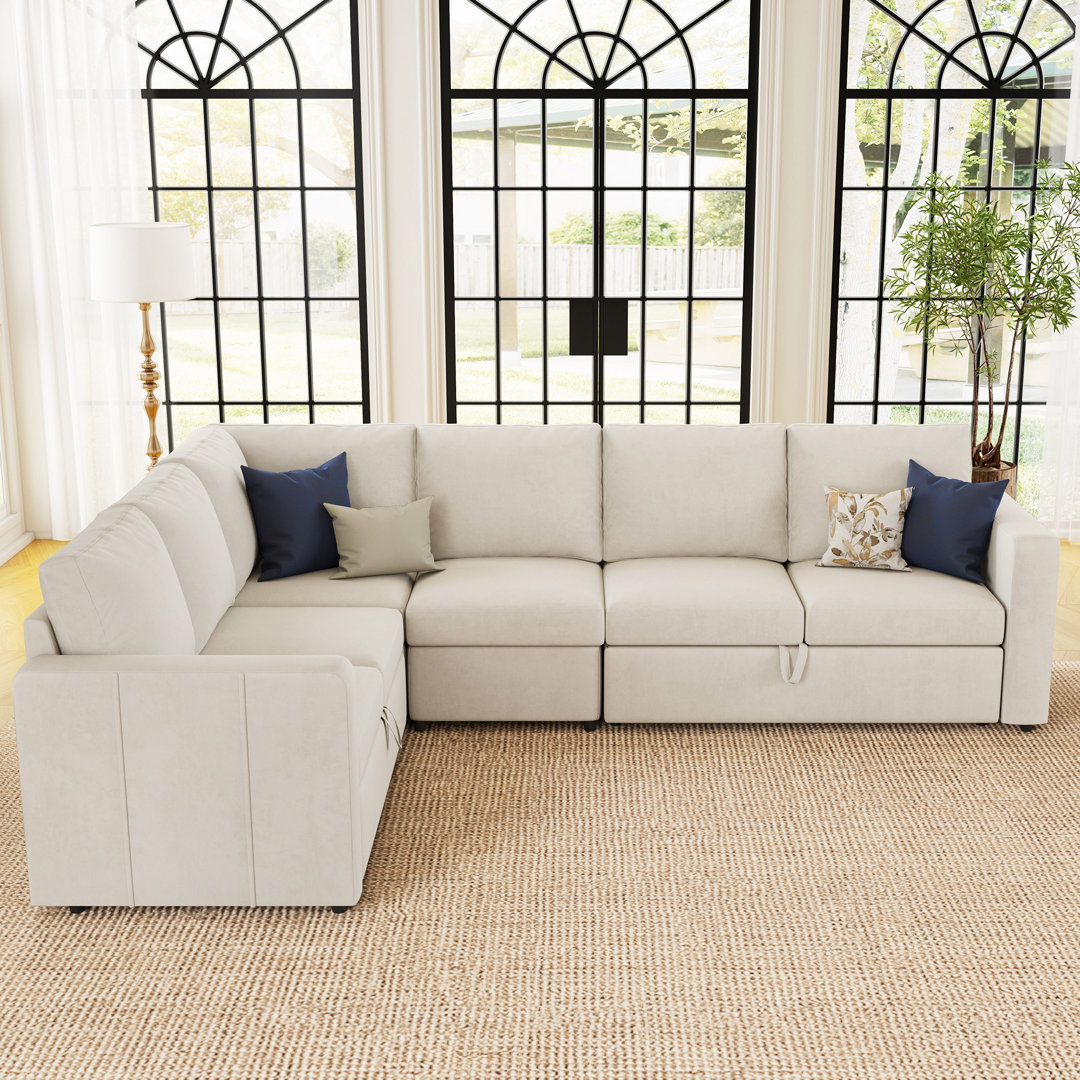 Seybert L Shaped Sofa Set Large Velvet Chenille Pullout Sofa Bed Modular Sectional Couch Convertible Sleeper Mercer41 Body