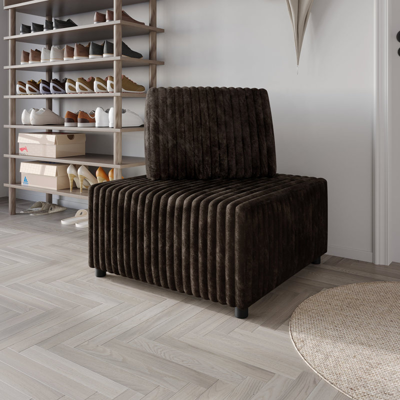 Siège d'angle en velours beige, Brun