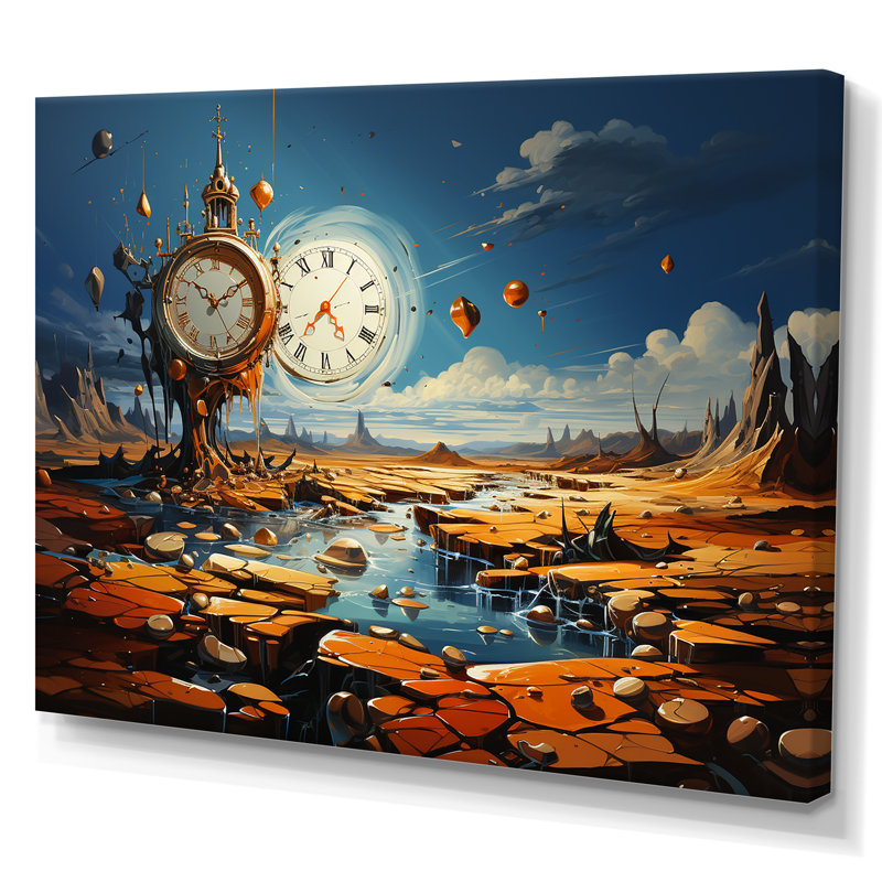 «The Persistance Of Dali», art mural surréalisme, H 30 po x l 40 po x P 1,5 po, Toile tendue