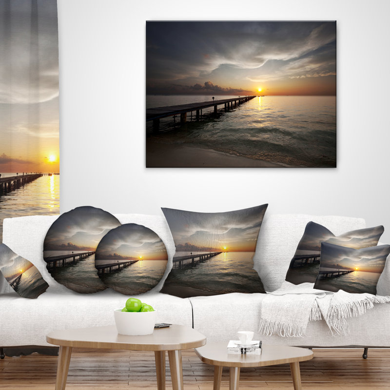 Coussin de boardwalk bridge long, 18 po x 18 po, Coussin décoratif