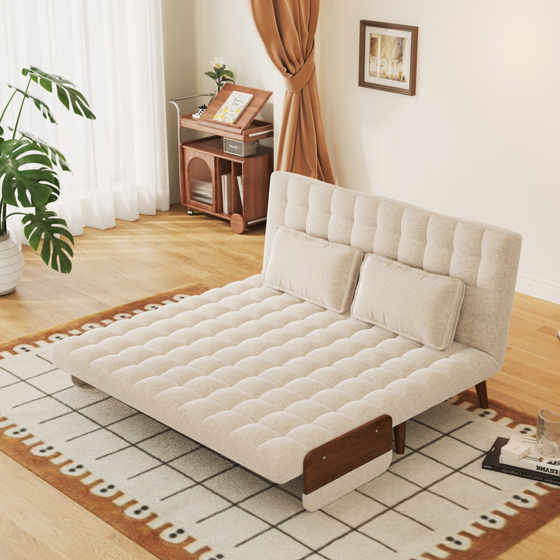Canapé-lit inclinable avec dossier réglable Kikumi, H 32,28 po x l 37 po x P 31,5 po, Bois de noyer