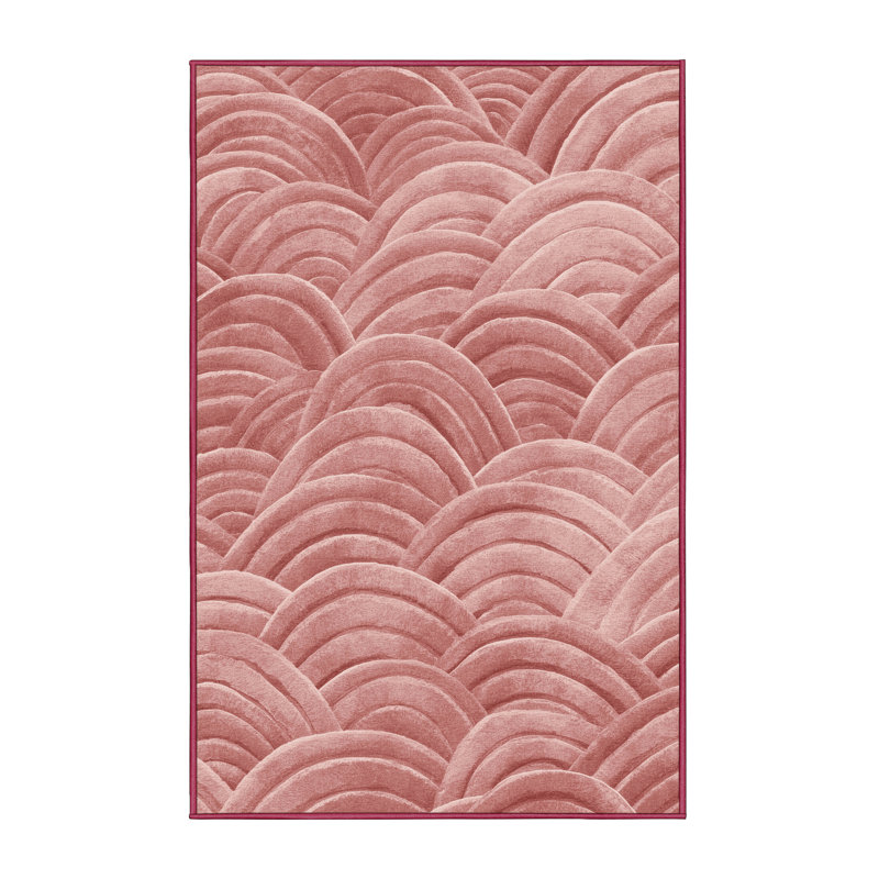 Soft Plush Fannin Valentines Modern & Contemporary Abstract Area Rug in Beige – Rose Binding, 5x7