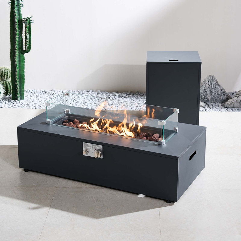 Table de foyer d'extérieur au propane en fer H 12 po x l 42 po