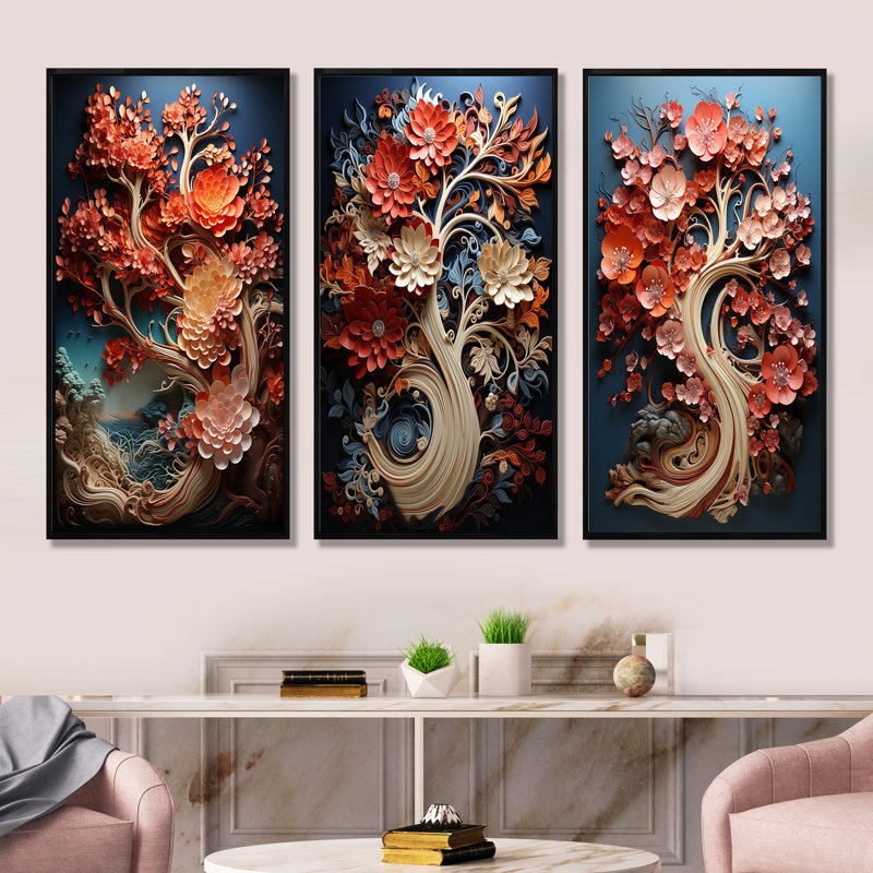 Ensemble de salon Coral Organic Tree Harmony - Tree Redwood, H 28 po x l 36 po, Cadre flottant noir