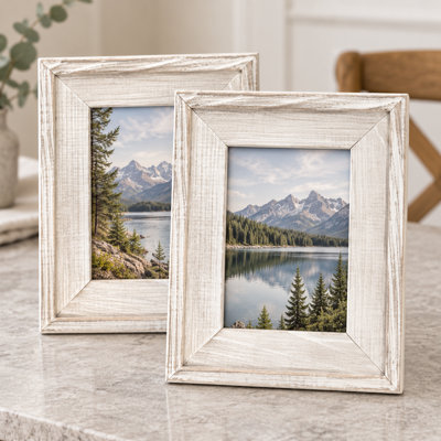 Cadre photo rustique en bois de 17,5 cm (6,9 po), convient aux photos de 10 x 15 cm (4 x 6 po), à accrocher au mur ou à poser sur une table - Paquet de 2