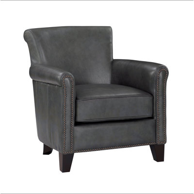 Classic Traditional Accent Chair 1pc Solid Wood Frame Top-Grain Leather Nailhead Trim Living Room Furniture