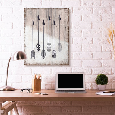 " Tribal Arrow Feather Pattern Black And White Design " by Ziwei Li