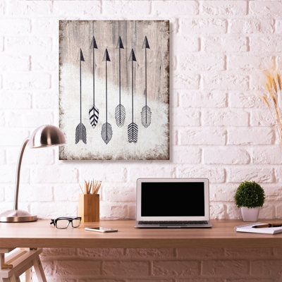 «Tribal Arrow Feather Motif noir et blanc» par Ziwei Li, impression