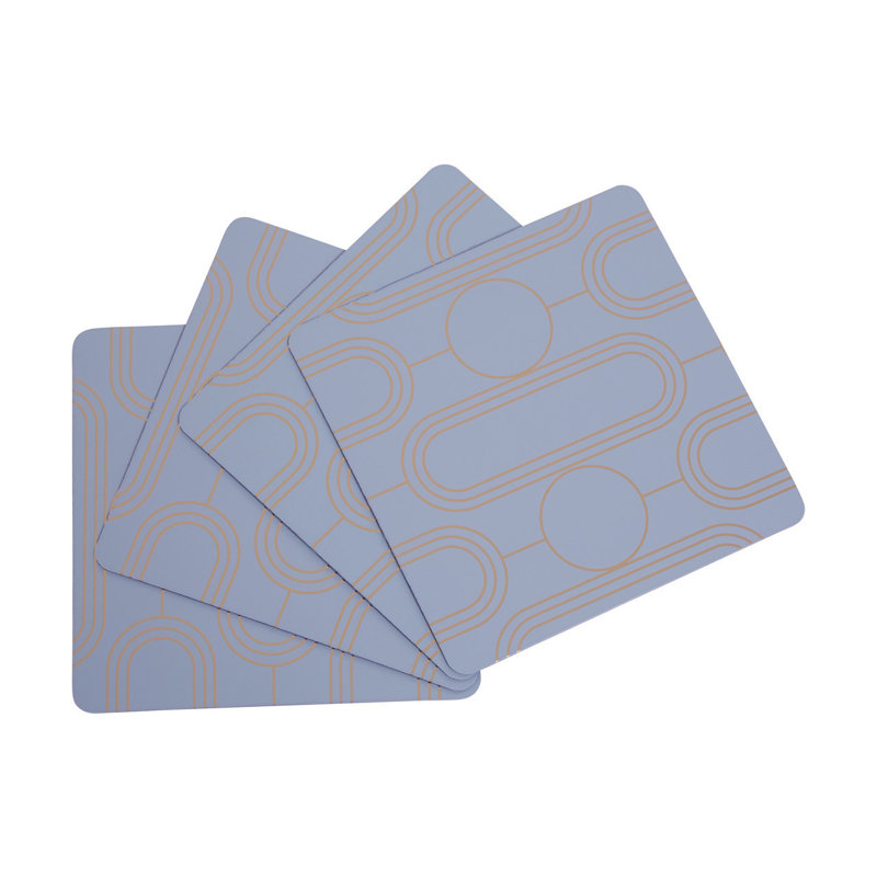 Square 4 Piece Coaster Set, Blue
