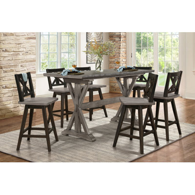Chiho 7-pcs Counter Height Table Set With Slat Back