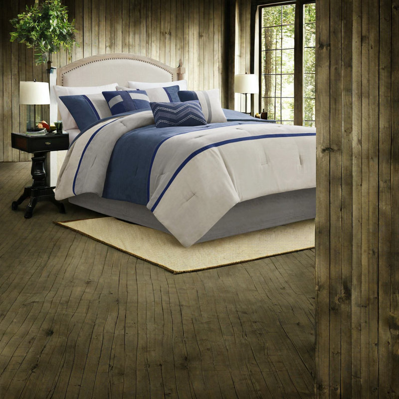Ensemble de literie hypoallergénique, simili suède de polyester, décor de chalet moderne