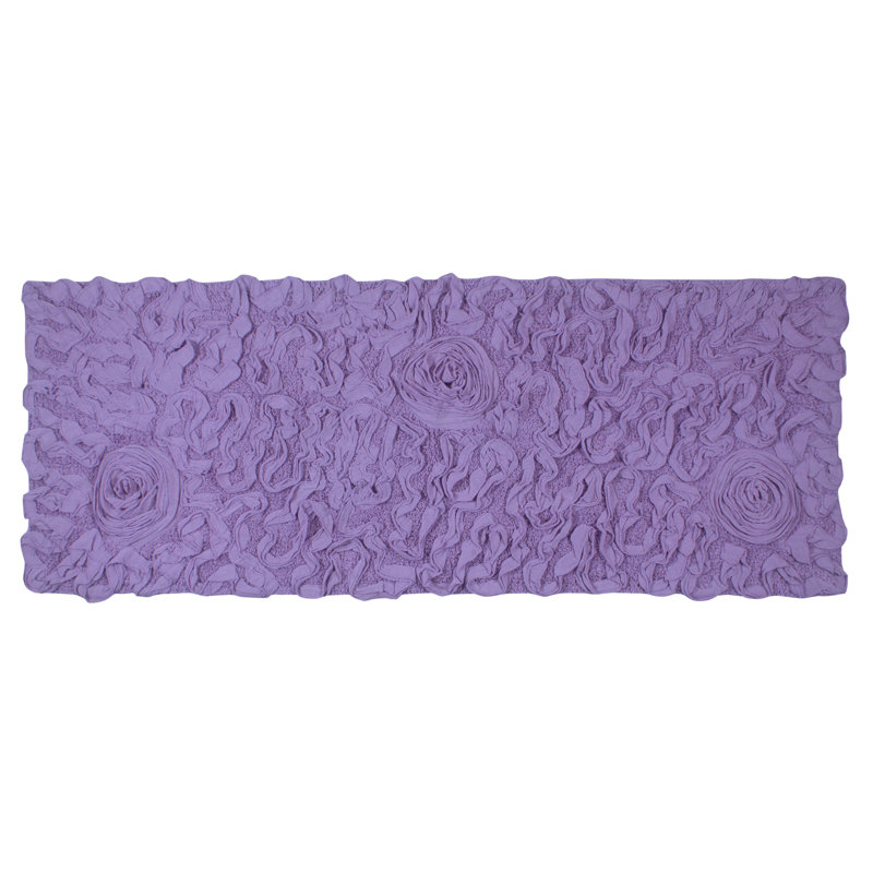 Schoenberger Floral Design Cotton Bath Rug, 54" L x 21" W, Purple