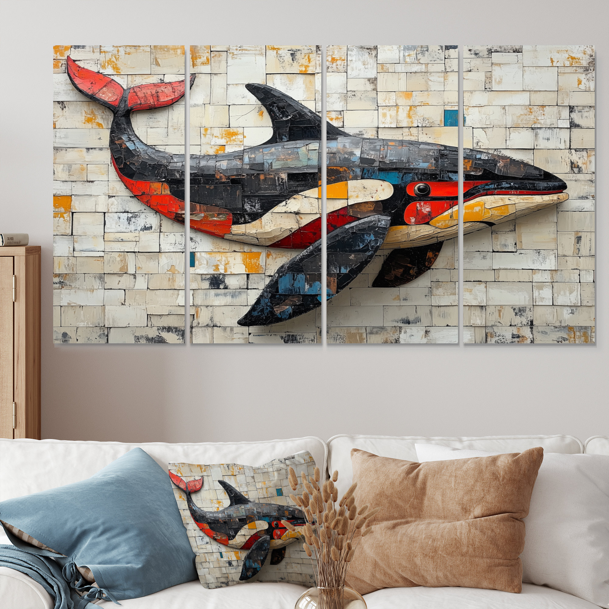 Black Killer Whale Inuit II - Native American Art Totem Wall Art Set Breakwater Bay Overall Size: 28\, image size:2000x2000