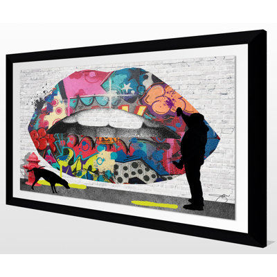 « graffitti lèvres », reproduction d’impression encadrée