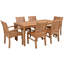 Ensemble bistro 7 pièces en teck avec table rectangulaire avec 2 fauteuils Abacho et 4 chaises d'appoint-108531488