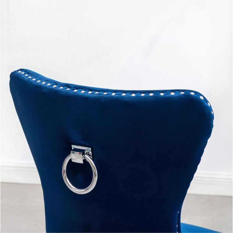 Chaise en velours touffeté Montura, Bleu