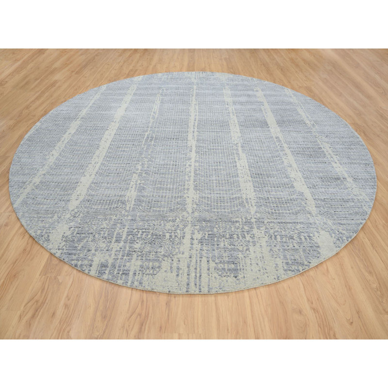 Tapis oriental gris, en laine et en soie à base de laine, tissé à la main, jacquard tissé à la main 12 pi x 12 pi 19F33500B10D4631A4FF88A4ACD07503