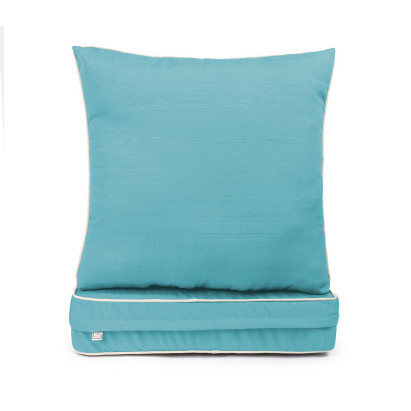 Corded Seat Cushion With Zipper Closure And Corded Back Cushion, With White Polyester Padded Fill., Sky