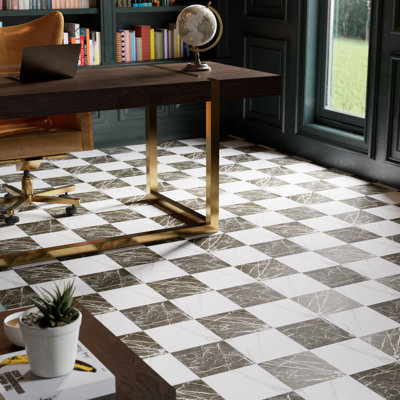 Marbilia Chess 17-3/8 In. X 17-3/8 In. Porcelain Floor And Wall Tile