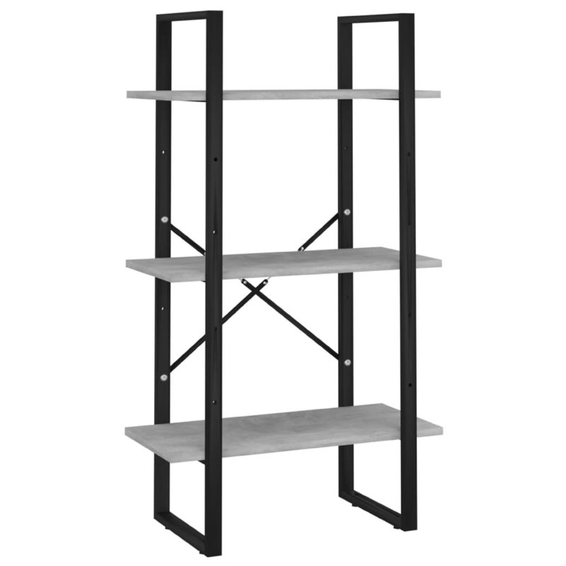 Tablette de rangement Olie, faux bois gris béton, structure en métal noir, 41 pouces, Gris béton / noir