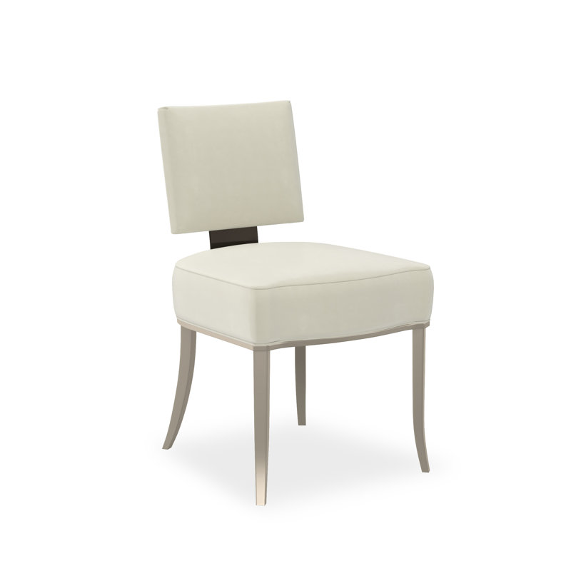 Reserved Seating Upholstered Dining Chair, Silver/Bronze, White