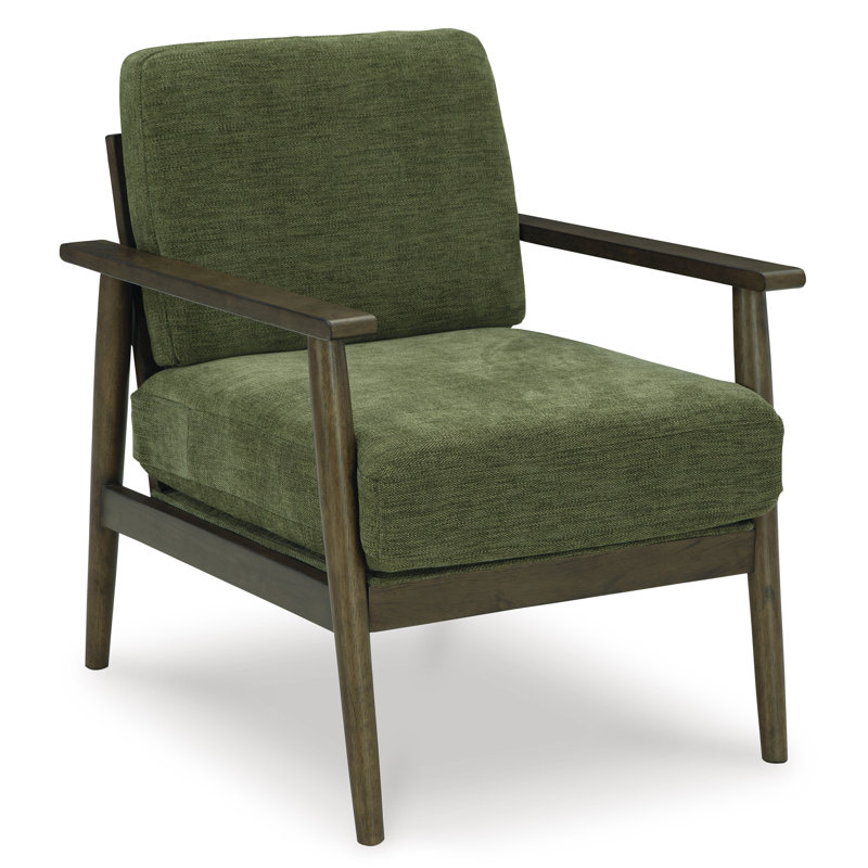 Upholstered Armchair, Green Fabric