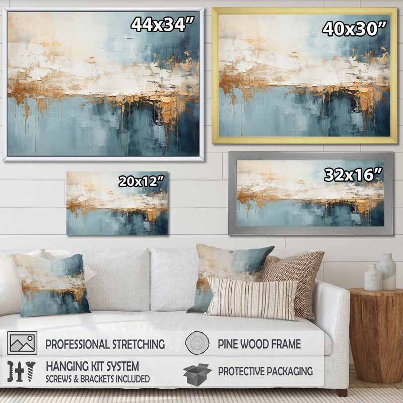 Elettra - Plage et océan, impressions sur toile, Cadre flottant blanc, H 34 po x l 44 po