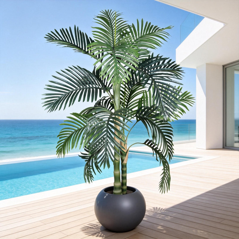 Palmier artificiel, plante tropicale artificielle pour la maison et le patio, H 60 po x l 37 po x P 37 po