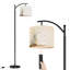Lampe sur pied à arc avec abat-jour réglable jaune rustique esthétique florale papillon sur pied lampe sur pied 3 températures de couleur à intensité variable avec mât pour la chambre à coucher