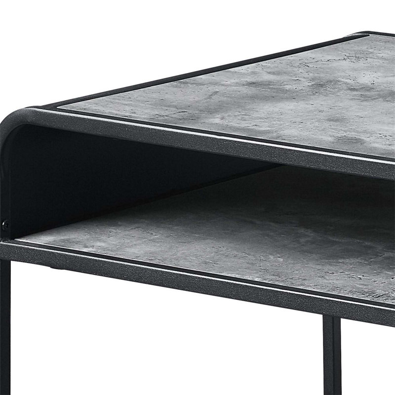 Table basse à 1 tablette en béton gris et noir