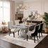 5-pieces 63" Rectangular Faux Marble Dining Set with Button-Tufted Upholstered Chairs