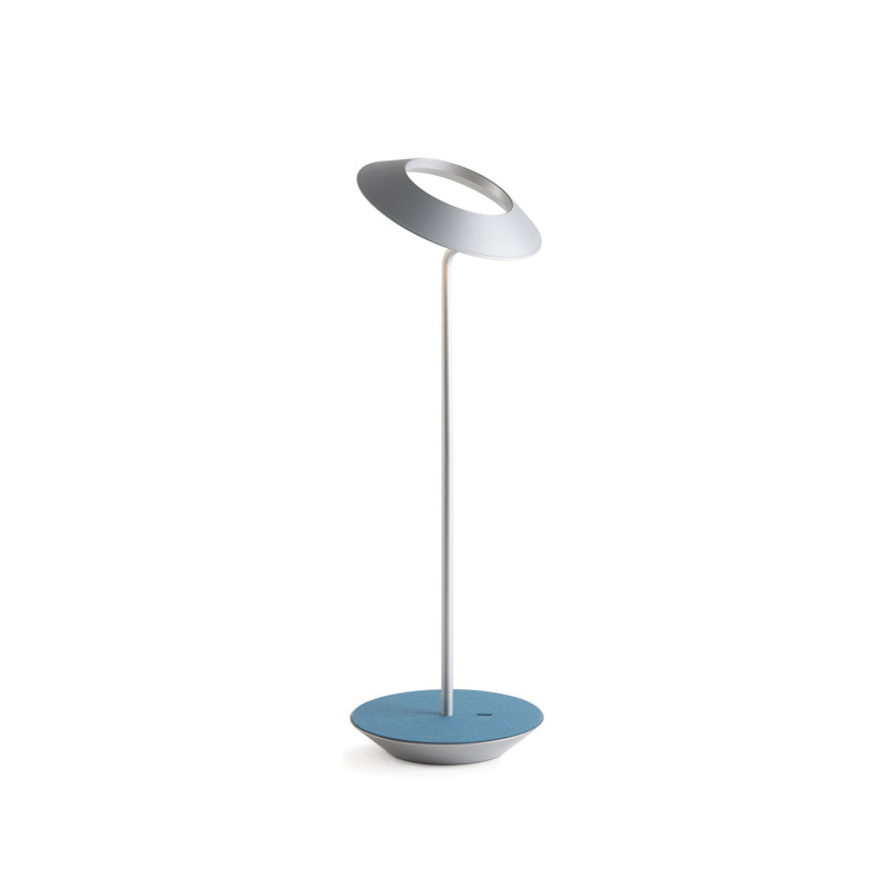 Lampe de bureau 17,4 po avec USB Royyo, Argent / feutre azur
