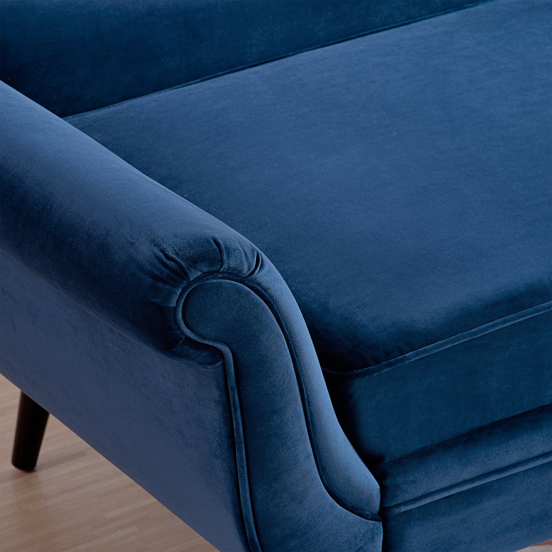 Chaise longue avec accoudoirs à volutes, Noir, Bleu