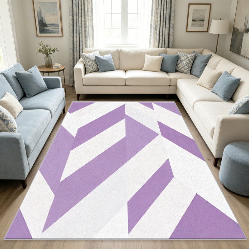 Purple Chevron carpet-easy to clean, machine-washable, soft and comfortable; suitable for door mats, kitchens, living rooms, bedrooms, corridors, and laundry areas. Easy to clean, durable carpet for home decoration.