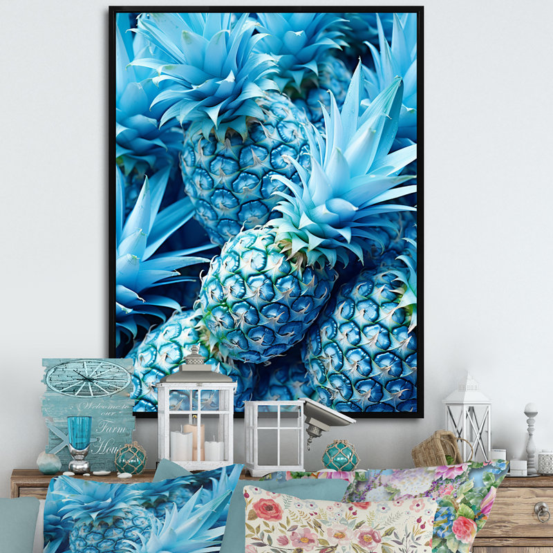 «Juice Pineapple Bliss V», reproduction sur toile, Cadre flottant noir, H 32 po x l 16 po x P 1 po