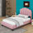 Upholstered Flower-Shape Bed, Elegant Flowers Headboard With LED Light Strip-559025922-545647388