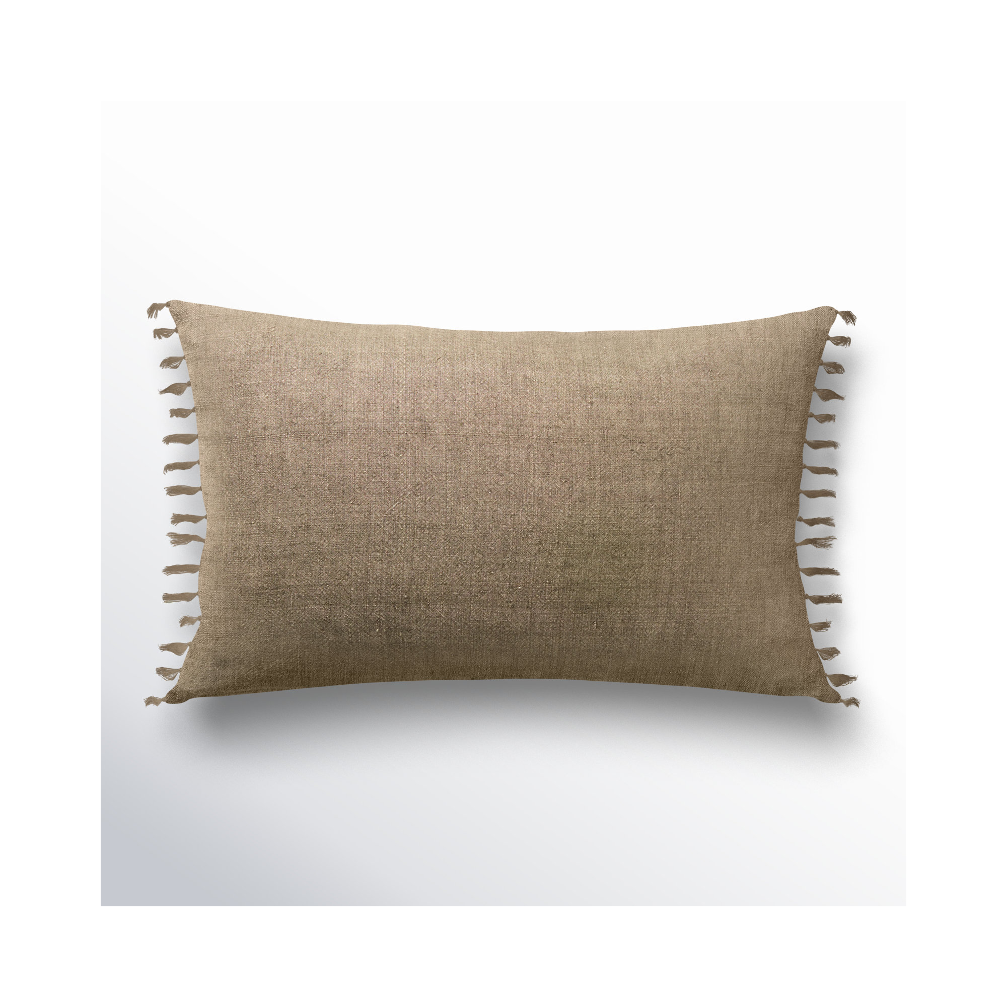 Sharron Tassels Linen Lumbar Throw Pillow, Sage, Polyester/Polyfill