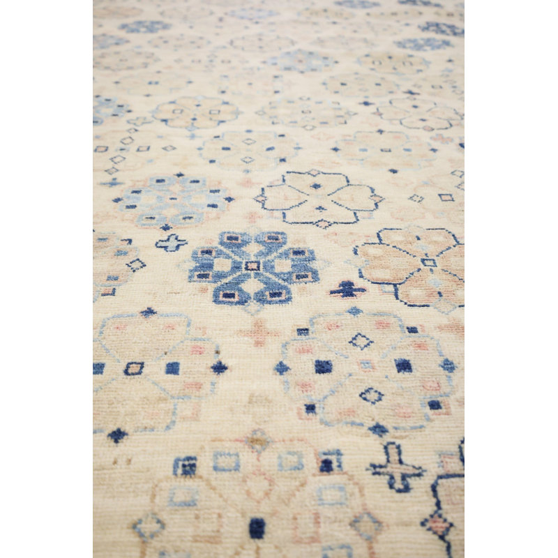 New Afghani Khotan Garden Wool On Cotton 12' X 14'10" Ivory