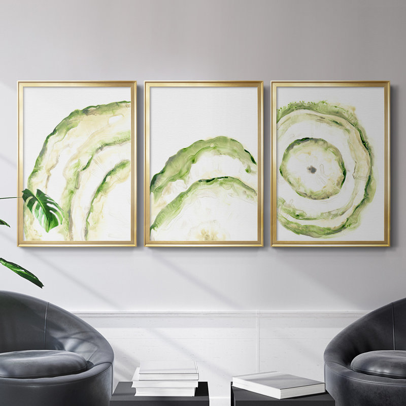 Lichen Halo I, toile encadrée de qualité supérieure - prête à être accrochée, H 24,5 po x l 37 po x P 2,5 po, Cadre doré
